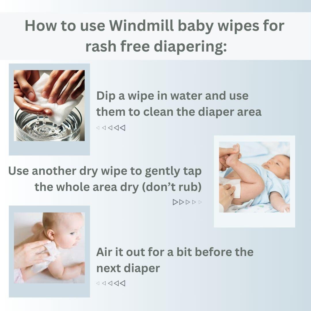 Natural Dry Baby Wipes, 100% Soft Bamboo - Windmill Baby